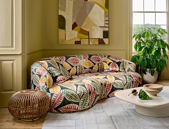 Arc 4 seater sofa in Harpers Bazaar Palm Canopy